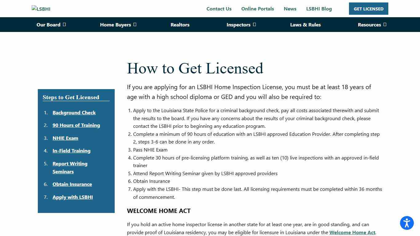 How to Get Licensed Louisiana State Board of Home Inspectors